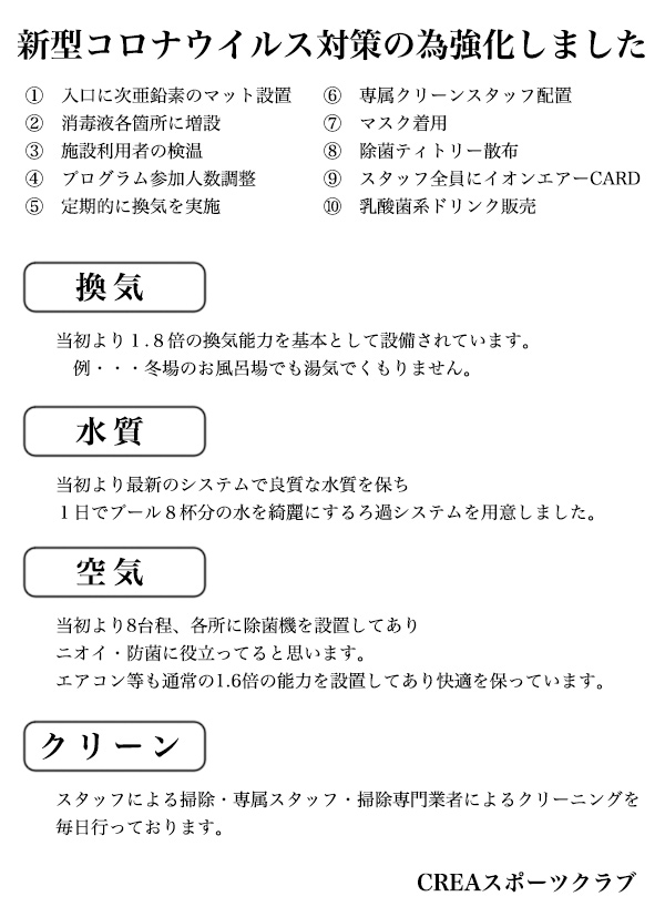 コロナウイルス対策の強化